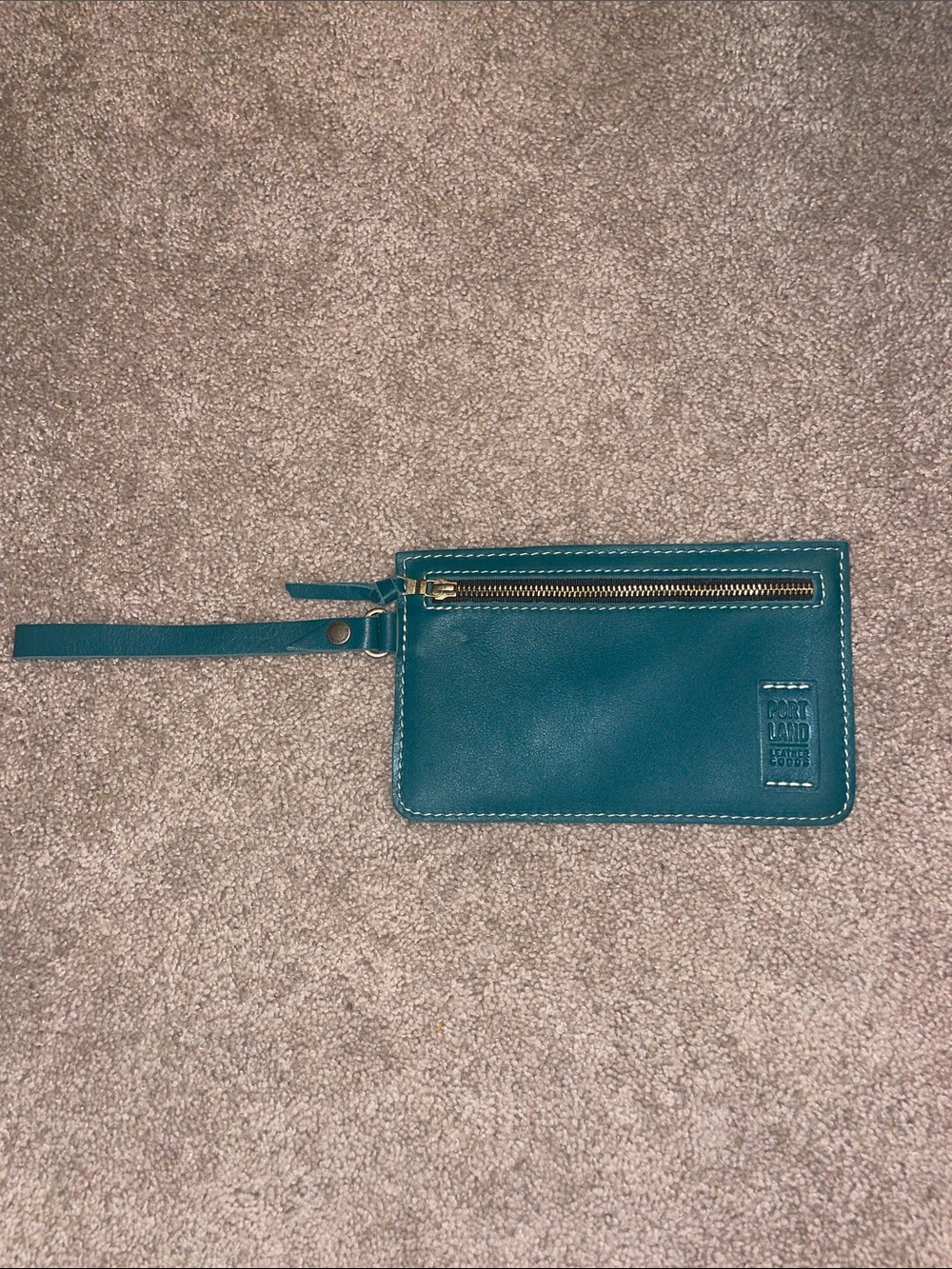 Portland Leather Goods Adrianna peacock teal Leather Wristlet Wallet